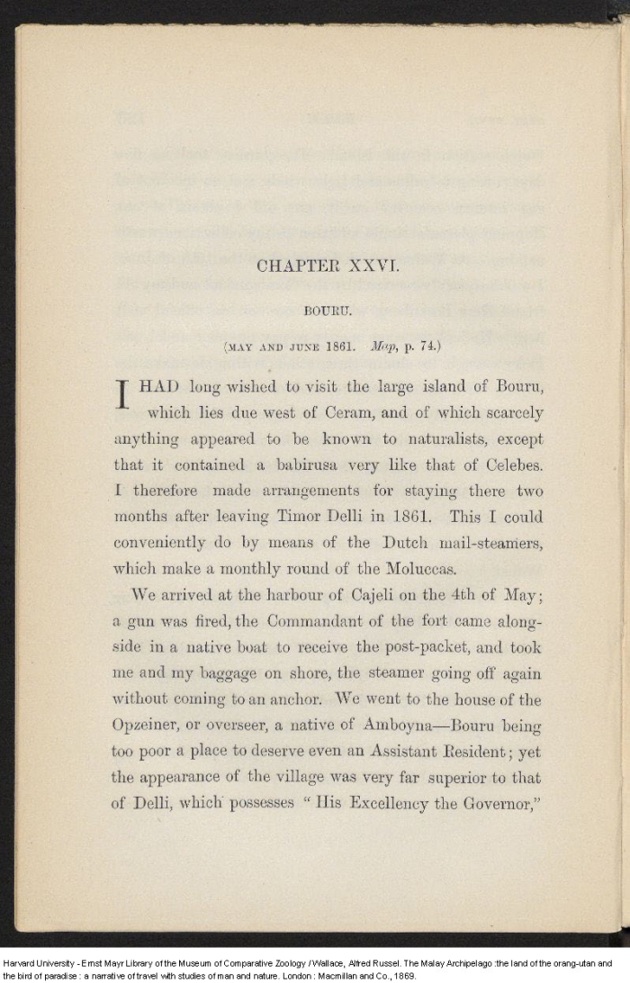Wallace A R 1869 The Malay Archipelago The Land Of The Orang Utan And The Bird Of Paradise A Narrative Of Travel With Studies Of Man And Nature London Macmillan And Co Volume 2